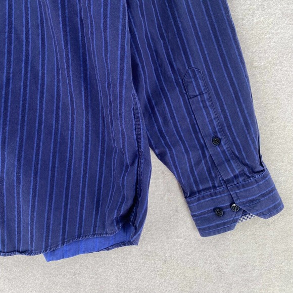 Ben Sherman Shirt Mens 15.5 Button Up Long Sleeve Blue Striped 34-35 - Picture 7 of 13